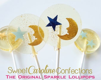 Star and Moon Baby Shower Lollipops, Star Party, Twinkle Twinkle, Candy Lollipops, Candy, Sparkle Lollipops, Sweet Caroline -6/Set