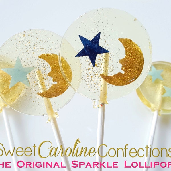 Star and Moon Baby Shower Lollipops, Star Party, Twinkle Twinkle, Candy Lollipops, Candy, Sparkle Lollipops, Sweet Caroline -6/Set