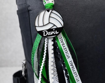 Custom Volleyball Tassel Bag Tag - Personalized Sport Key Chain