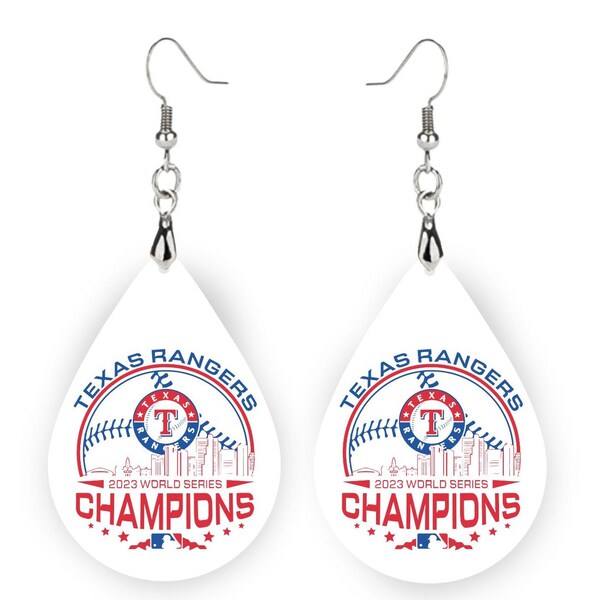 Rangers World Series 2023 Champions Earrings, Texas Rangers Christmas Gift, Rangers Dangle Earrings, Rangers Merch World Champions Gift