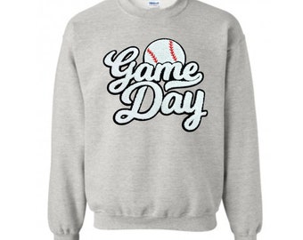Baseball Game Day Chenille Patch Sweatshirt, Baseball Sweatshirt, Fall Sweatshirt, Gameday Sweatshirt, Softball Game Shirt, Baseball Mom