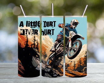 Dirt bike Tumbler Retro Vintage A little dirt never hurt Motocross Tumbler