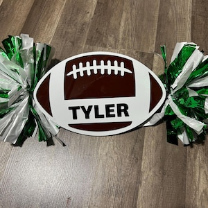 Football Cheer Sign, Spirit Stick, Name Sign For Games, Spirit Cheer Sign, Sports Signs, Pom Poms Sign, Football Games, Sports Mom