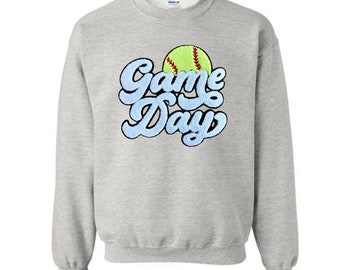 Softball Game Day Chenille Patch Sweatshirt, Softball Sweatshirt, Fall Sweatshirt, Gameday Sweatshirt, Softball Game Shirt, Baseball Mom