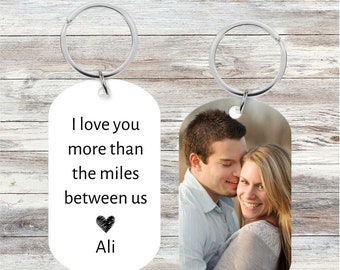 Miles Between Us Valentine Gift, Long Distance Relationship Gift for Boyfriend, Couples Keychain, Deployment Gift, Anniversary Gift For Her