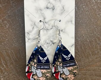 US Air Force Teardrop Dangle Earrings - Military Gift