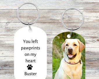 You Left Pawprints on My Heart, Pet Memorial Keychain, Pet Loss, Pet Sympathy Gift, Dog Picture Keychain, Pet Memory Gift, Pet Remembrance