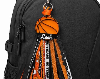 Custom Basketball Tassel Bag Tag - Personalized Sport Key Chain