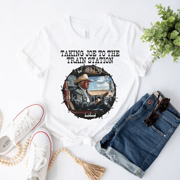 Funny Donald Shirt, Donald On The Go, 'Taking Joe To The Train Station' - Trump 2024 Shirt, Republican Shirts, Politician Shirt