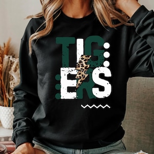 Tigers Sweatshirt, Tigers Mascot Crewneck, Custom Team Mascot Sweatshirt, Tigers Team Tee, Tigers School Shirt, Leopard