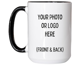 Custom Photo Logo Mug, Personalized 15oz Ceramic Coffee Cup