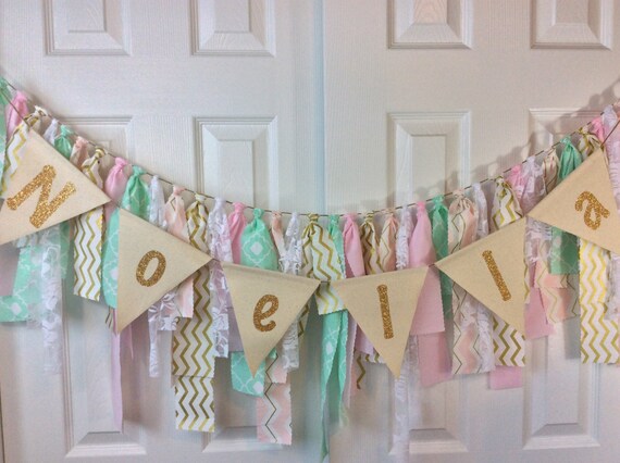 Personalized Fabric Bunting Birthday Or Nursery Banner In Etsy