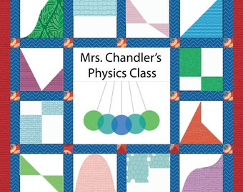 Quiltpatroon Science of Motion: natuurkundegrafieken, doe-het-zelf gewatteerde puzzel (pdf-patroon)