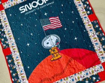 Snoopy Astronaut Deep Space Quilt – Peanuts Crib - Play - Throw Blanket