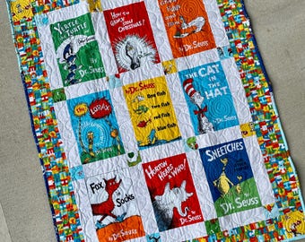 Organic Seuss Books Baby Quilt - Heirloom Bedding, Personalized