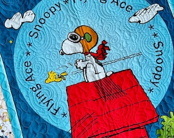 Snoopy Flying Ace Baby Quilt – Personalized Cotton Crib Quilt