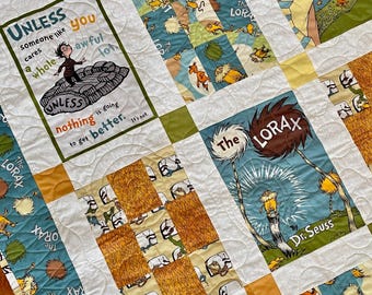 Lorax Organic Baby Quilt – Dr. Seuss, Earth Tones, Personalized