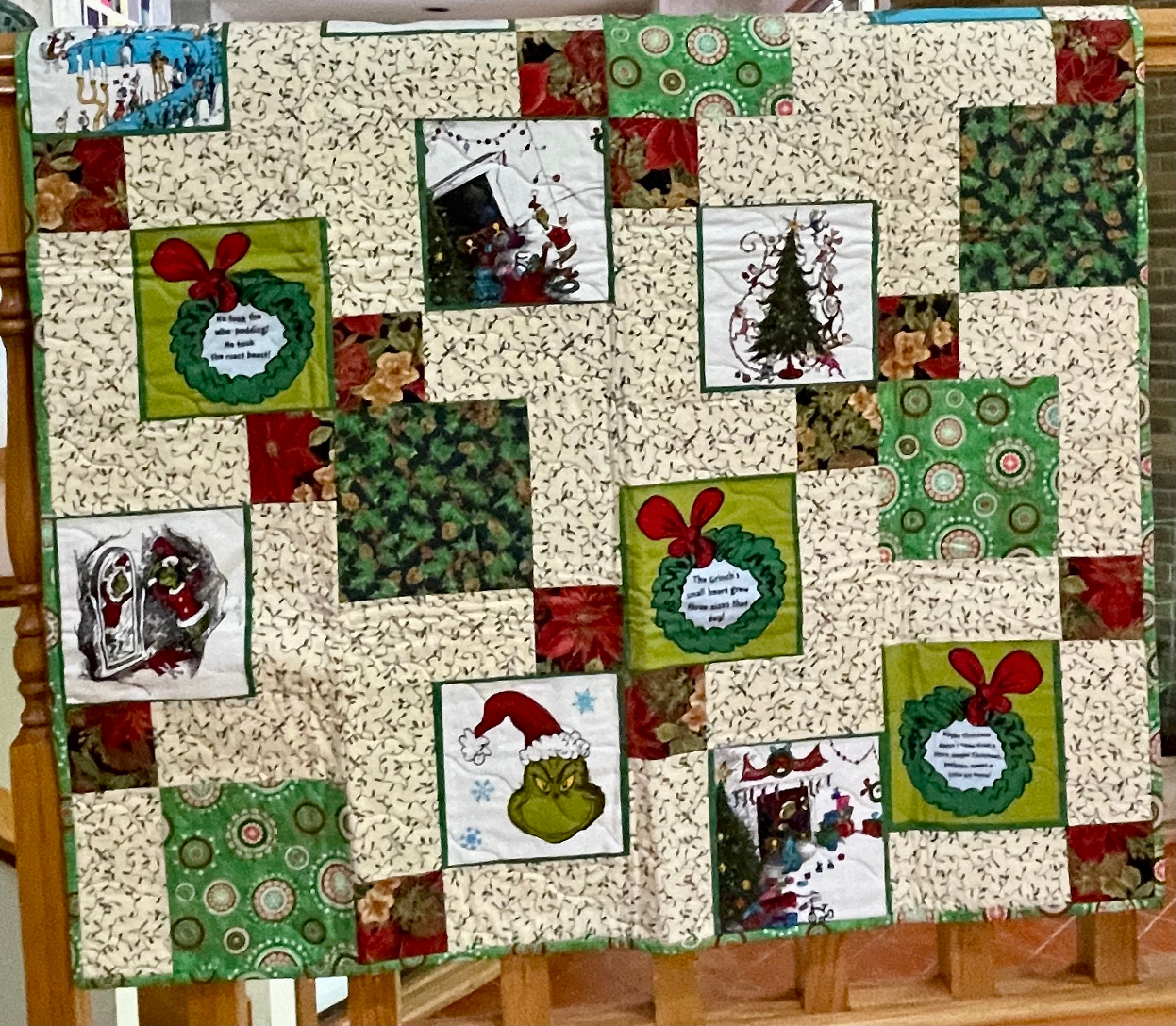 Seuss Grinch Christmas Quilt Christmas Grinch Wall Hanging Modern Baby