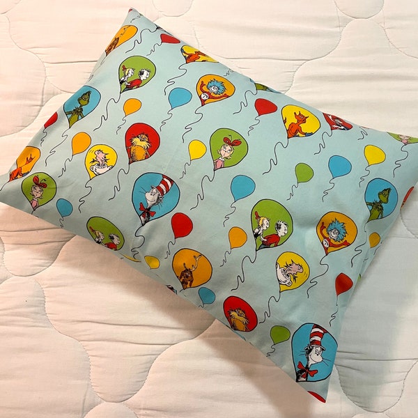 Dr. Seuss pillow cases - toddler and regular size  - Baby or Child pillow cases - white, blue, green, multi