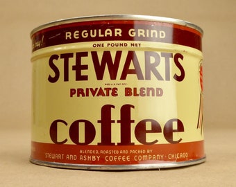 1930年代のヴィンテージヒルズブラザーズコーヒー缶（蓋付き）2ポンド