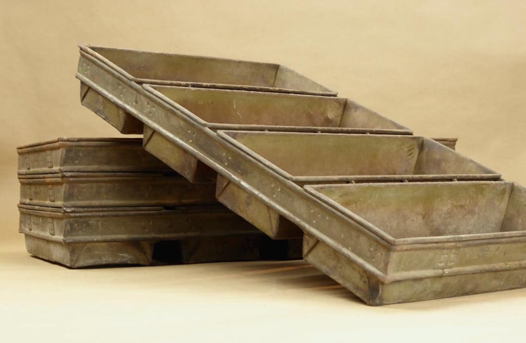 Vintage Lockwood Strapped 4 Loaf Pans – Commercial Baking Pan, Rustic ...