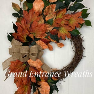 Fall Pumpkin & Gourd Wreath: Rustic Autumn Grapevine Decor