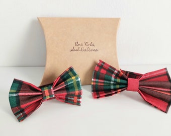 Christmas bow tie,Tartan red bow tie,Bow tie daddy son,Bow tie man and boy,Square bow ties,Red tartan bow ties,Handmade bow ties Christmas