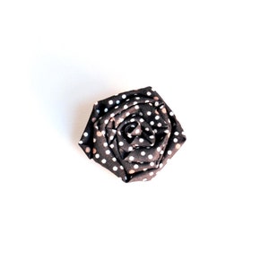Black brooch flower,Polka dot black pin,Woman accessories,Fabric floral brooch,Rose fabric brooch,Pins handmade,pins flowers brooches gift