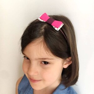 Bow Headband/ hair bow/ girls/ elastic/ handmade/ hair accessories/ pink bow image 4