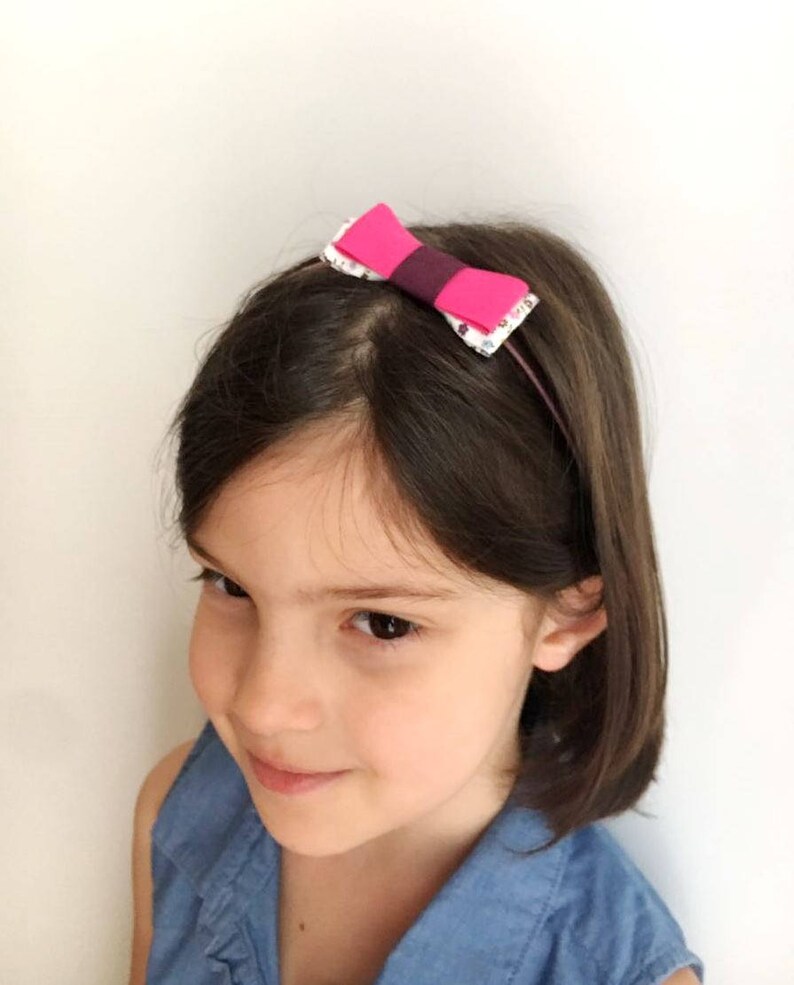 Bow Headband/ hair bow/ girls/ elastic/ handmade/ hair accessories/ pink bow image 4