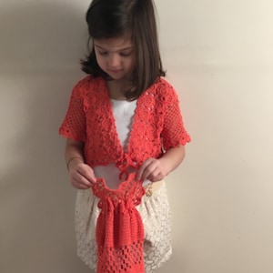 bijpassende set jas en tas / baby meisjes / haak schouderophalen / katoenen jas en tas / hand gehaakt / 4-5 jaar oud / cadeau idee