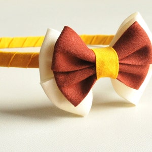 Bow headband/mustard and brown/ hair accessories/ baby girls/ handmade/ girls hairband/ bow hair