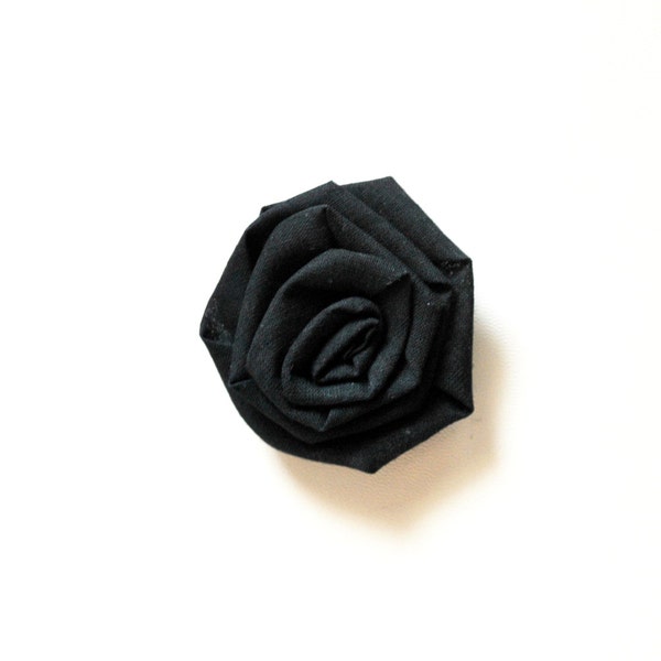 Broche noire / fleur / rose / coton broche / accessoires femme / broche à la main