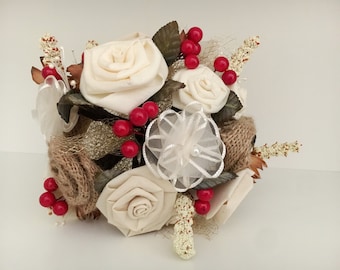 Bouquet de fleurs de tissu, bouquet de mariée, roses de mariage, fleurs de tissu, bouquet de mariée de tissu, accessoires de mariage, mariage nuptiale