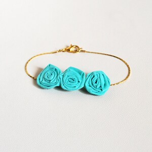 Turqoise roses bracelet,Fiber jewelry,Cotton bracelet,Floral bracelet,Fiber bracelet,Bracelet handmade,Bachelorette pary,Ceremony bracelet