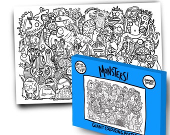 Monsters Giant Colouring Poster - A0 Size - HUGE - Free UK POSTAGE