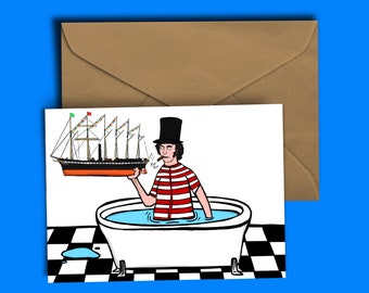 Brunel in Bath - Bristol - SS Great Britain - Birthday - Brunel - Greeting Card - Blank inside for your own witty ditty