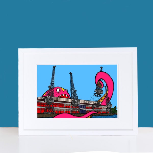 Monster vs Mshed - Bristol Art - FREE SHIPPING - Brunel - Print