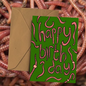 Happy Birthday Karte - Worms - Grün