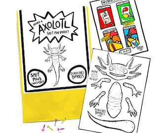 Axolotl - Pin Puppet - Craft Pack - Stocking Filler -