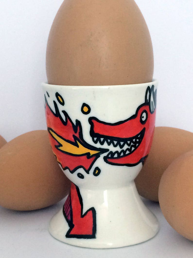 Halloween Birthday Valentines Dragon Egg Cup Breakfast Gift Hand painted Christmas Easter