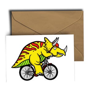 Triceratops Bike Ride - Dinosaure - Vélo - Carte d'anniversaire