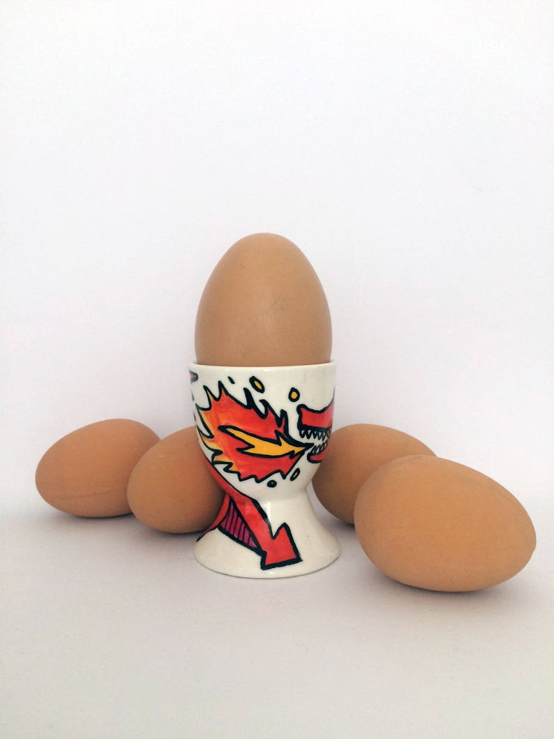 Halloween Birthday Valentines Dragon Egg Cup Breakfast Gift Hand painted Christmas Easter