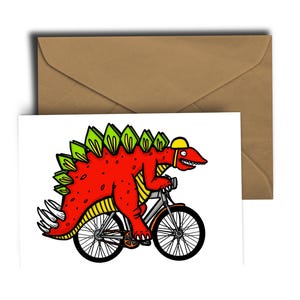 Stegosaurus auf einem Fahrrad - Radfahren - Dinosaurier - Geburtstagskarte