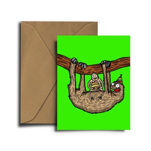 Sloth Surprise - Anniversaire - Carte de voeux A6