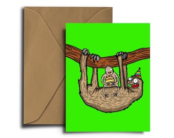 Sloth Suprise - Birthday - A6 greeting Card