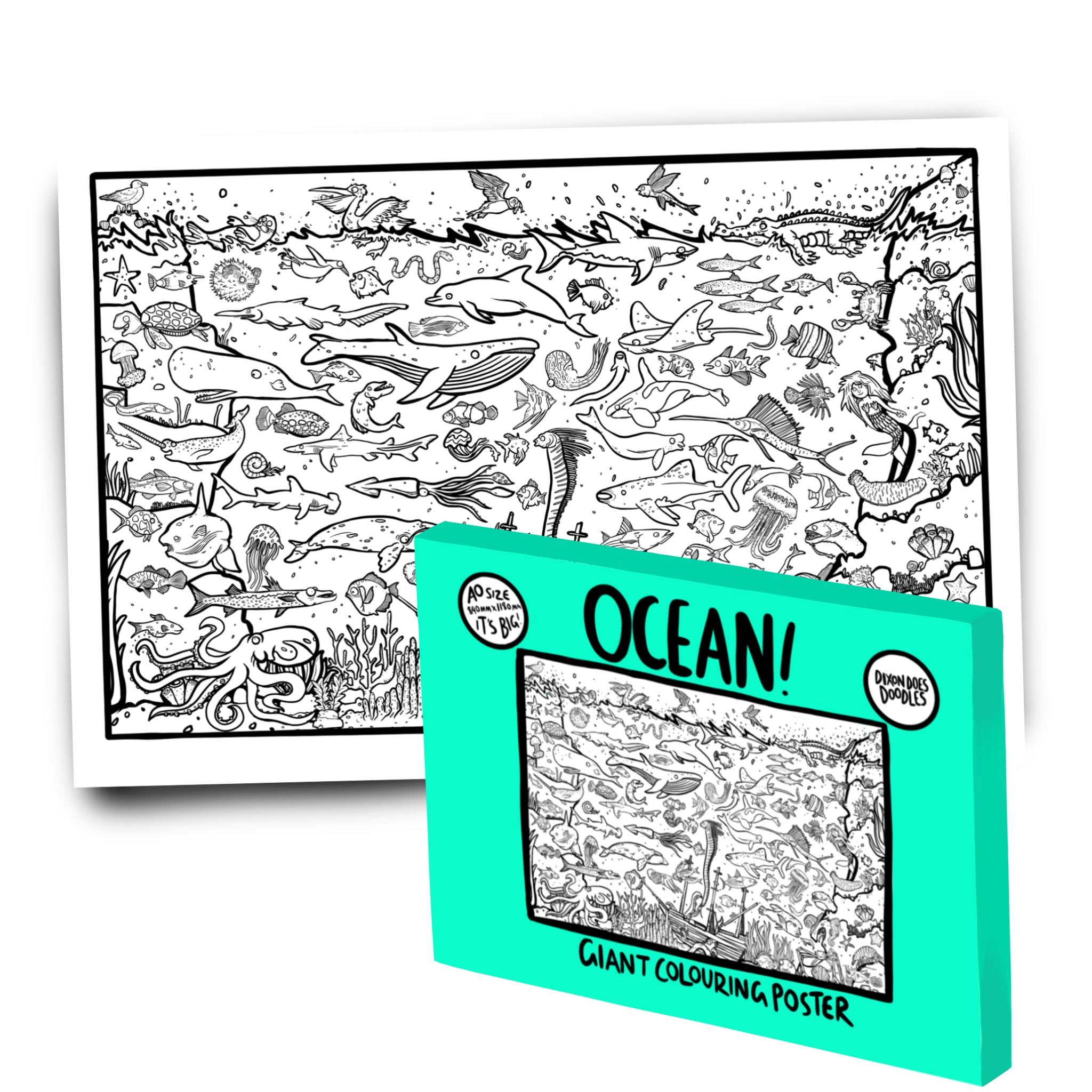 Ocean Giant Colouring Poster - A0 Size - HUGE - Free UK POSTAGE
