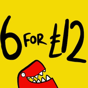6 Karten für 12 Pfund - 6 beliebige Grußkarten - Mega Angebot - Monster - Neues Baby - Zombies - Dinosaurier - Lustig - Humor - Rude - Vögel - Ham