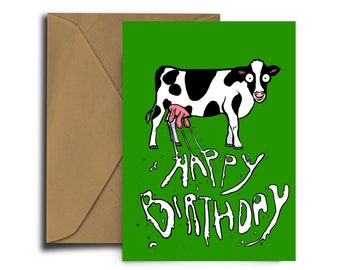 Milky - Birthday Card - Cow  - A6 greeting Card