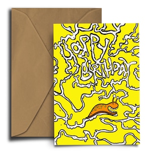 Slug Slime - Birthday Card - Gardener - Funny - Gross - Blank A6 300GSM Greetings Card.